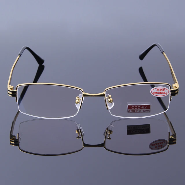 High Quality Reading Glasses Men Aspheric Hard Resin Coating Lenses Reader Eyeglasses Half Frame