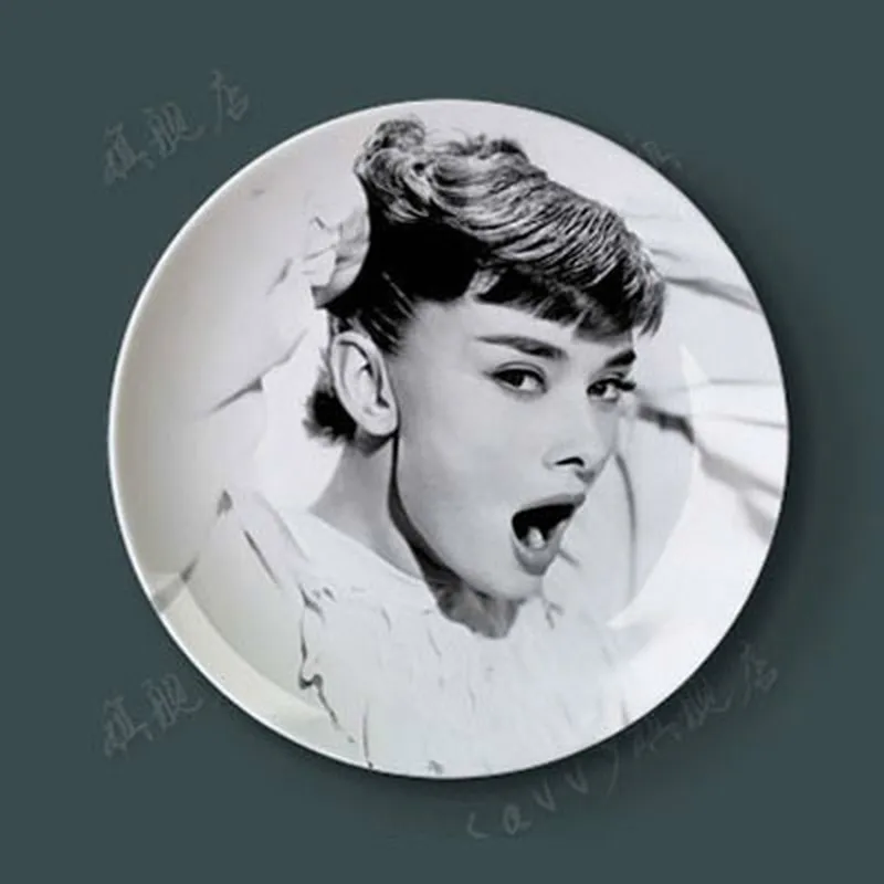 10 дюймов Одри Хепберн Украшение подвесное блюдо тарелка настенный керамический диск Бытовая Ремесленная тарелка фото тарелки