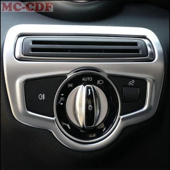 

Car styling Chrome Head Light Lamp Control Switch Button Cover Trim For Mercedes Benz C Class W205 C180 C200 C250 C300 C400 C63