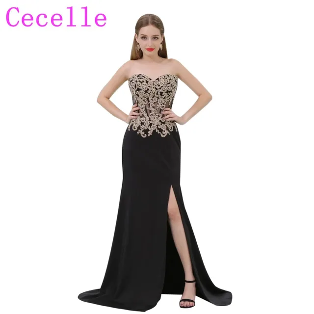 Black Sweetheart Neckline Prom Dresses