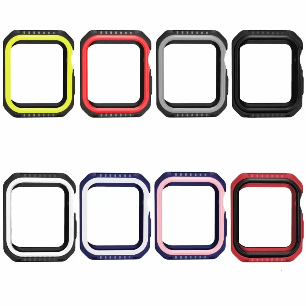 

For Apple Watch Series 4 Case TPU+PC Case Soft Silicone Protect Cover iwatch Shell Bumper Double Color Mixed I364.