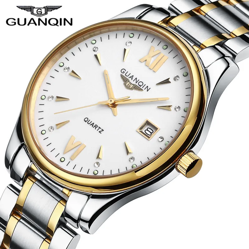 Fashion GUANQIN Mens Watches Business Full Steel Watch Luxury Brand Sport Waterproof Stylish Casual Clock Man