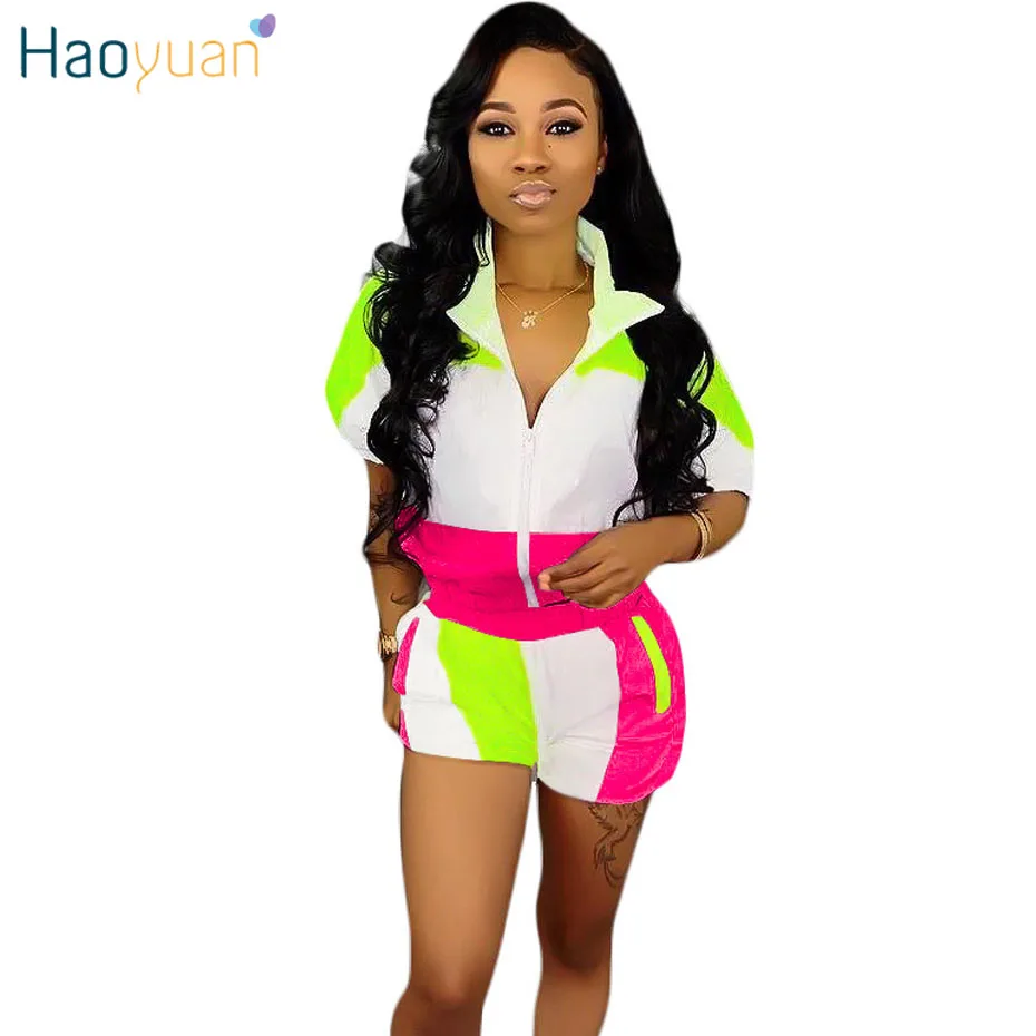 

HAOYUAN Plus Size Two Piece Set Festival Summer Clothes for Women Tracksuit Matching Sets Top and Biker Shorts 2 Piece Outfits