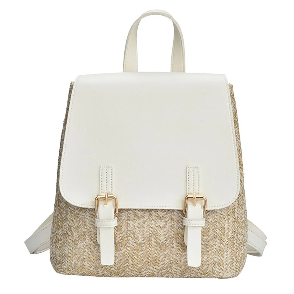 

OCARDIAN Female Straw Backpack Wicker Beach Bag School Backpacks Bag Teeanger Girl Rattan Backbag Rucksack Women Laptop Backpack