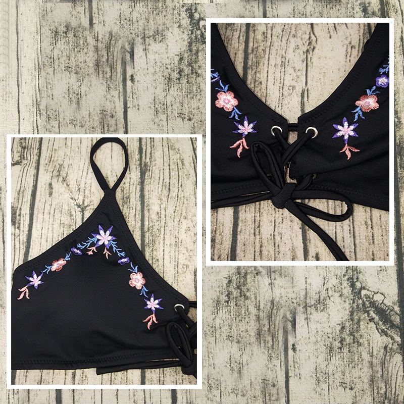 2019 Black Advanced Embroidery Bikini Set Women M&M Sexy New Summer Backless Swimsuit Female V Neck Bather Suit Beach Biquini 2019 Black Advanced Embroidery Bikini Set Women M&M Sexy New Summer Backless Swimsuit Female V Neck Bather Suit Beach Biquini