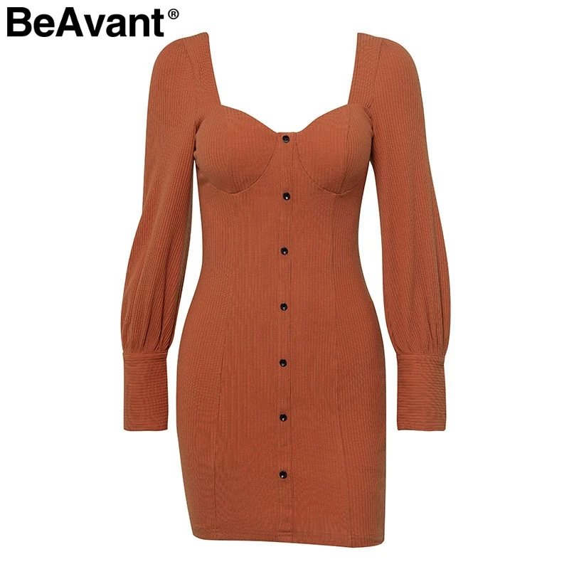 BeAvant винтажное Женское зимнее платье 2018 robe femme с длинным рукавом на пуговицах