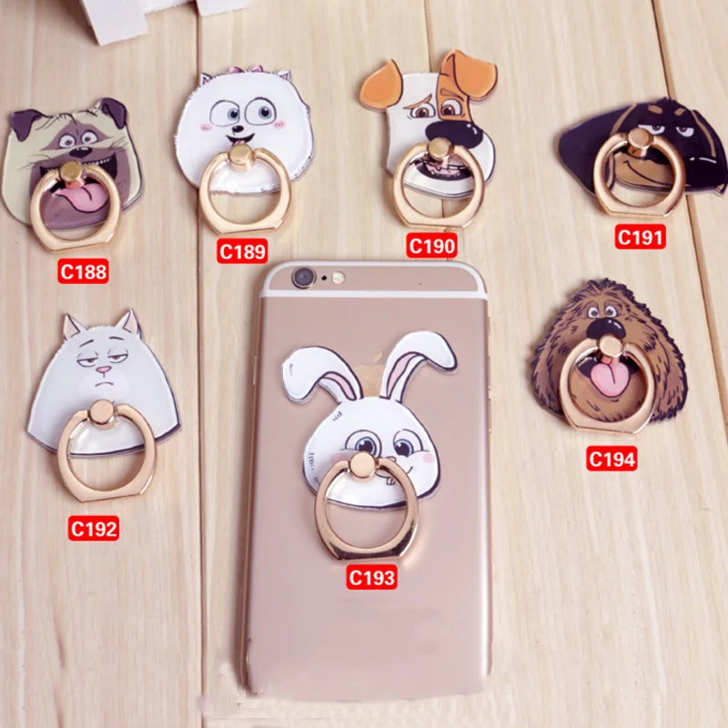 

1 pc cute Secret Life of Pets rabbit cat 360 Degree Finger Ring Mobile Phone Smartphone Stand Holder For Phone figure toys