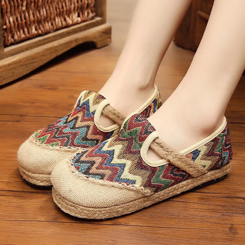 Spring ethnic womens shoes breathable pedal canvas shoes female luxury shoes women designers female Loafers Driving Shoes women