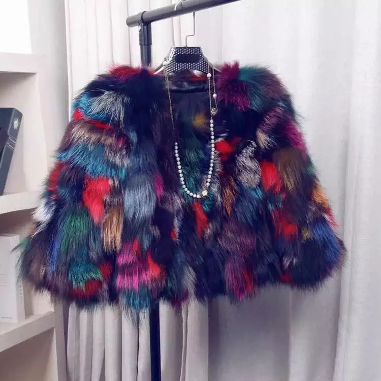 2016 Haining imported colorful fox fur coat short collar women autumn and winter new style | Женская одежда