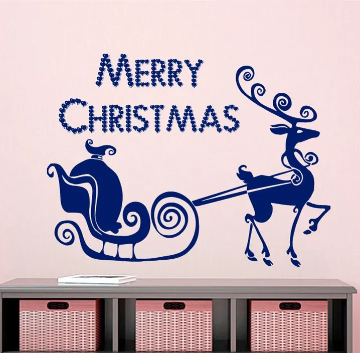 

Merry Christmas Wall Decal Deer wall art Decal Holiday Stickers Merry Christmas Vinyl Letters Home Decor Living Room Art