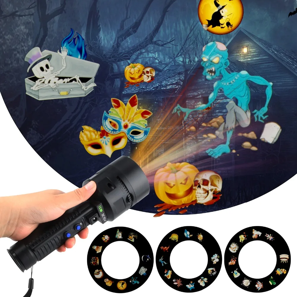 

33 slides Christmas Projector Lights Flash light LED Projector For Easter Birthday Party Holiday Xmas Decoration 18650 Battery