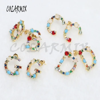 

5 pairs Alphabets stud earrings letters stud earrings crystal stone earrings leave message to choose wholesale jewelry 5138