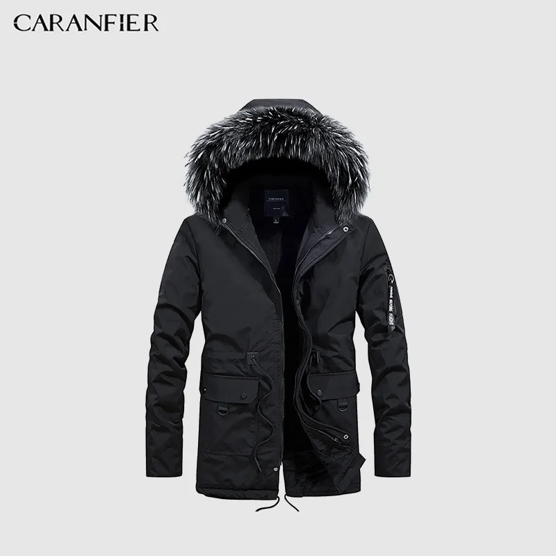 Мужская длинная парка с капюшоном CARANFIER хлопковая стеганая куртка