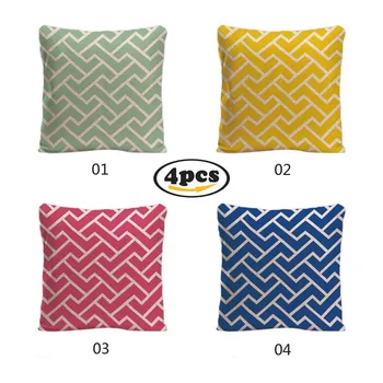 

Home Decor Simple Geometry Pattern Throw Pillow Cover Cotton Linen Cushion Cover mordern Pillowcase for Sofa Chair Bed 4 Pack