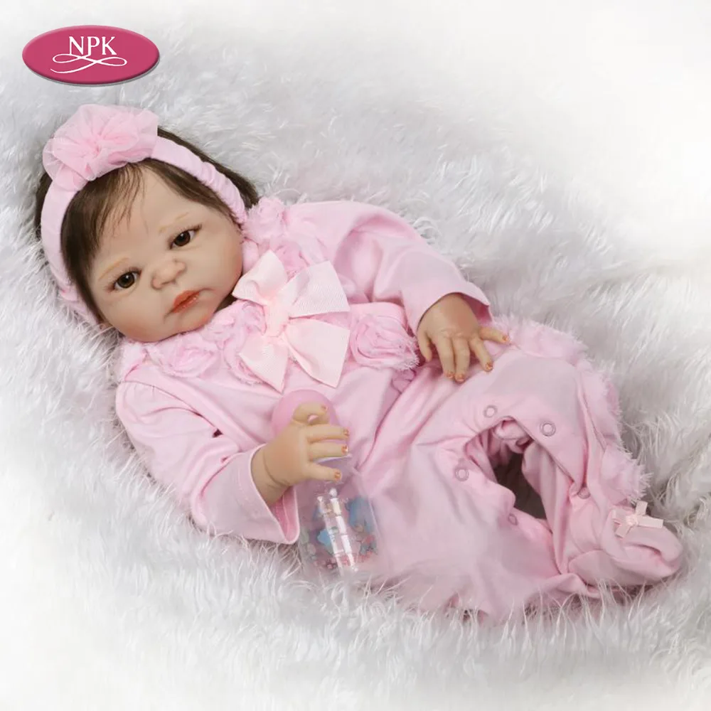 

NPK 57CM Full Silicone Reborn Doll Toys Lifelike Baby Girl Reborn Princess Doll Bath Toy Child Birthday Gift 23" Girl Brinquedos