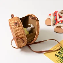 Round Straw Bags Women Summer Rattan Bag Handmade Woven Beach Cross Body Bag Circle Bohemia Handbag five star pattern buckle round straw bag circle rattan straw beach shoulder bag handmade handbag female women bolsa feminina