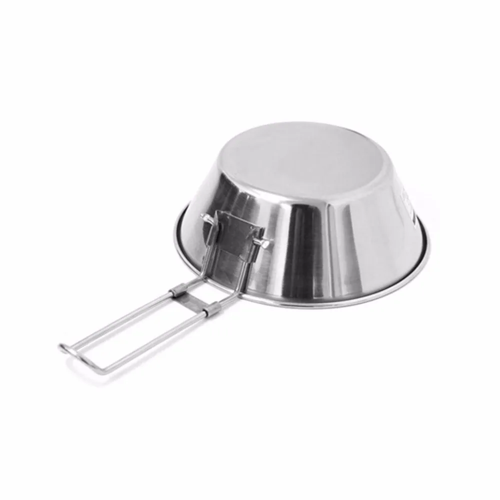 Al aire libre camping picnic Vajilla mango pot pan Utensilios de cocina Acero inoxidable tazón plegable senderismo portátil ahorro de espacio pequeño picnic