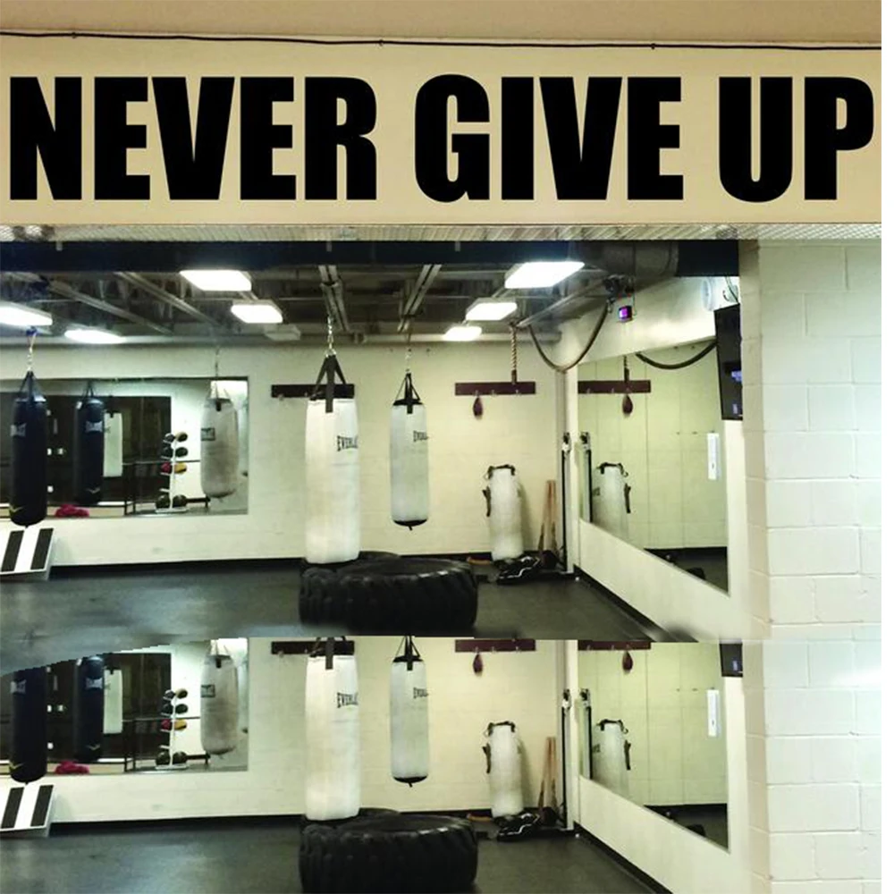 Large Never Give Up Quote Wall Sticker Gym Classroom Inspirational Motivational Quote Wall Decal Workout Kids Room Vinyl Decor (1)