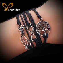 Модные очаровательные деревья восемь многослойных плетеных многожильных рук восковой веревки браслеты подарок для женщин Свадебные B5B080