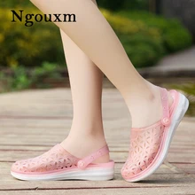 Ngouxm летние женские гелевые сандалии удобные яркие цвета женская пляжная обувь на плоской подошве комфорт обувь сандалии для женщин