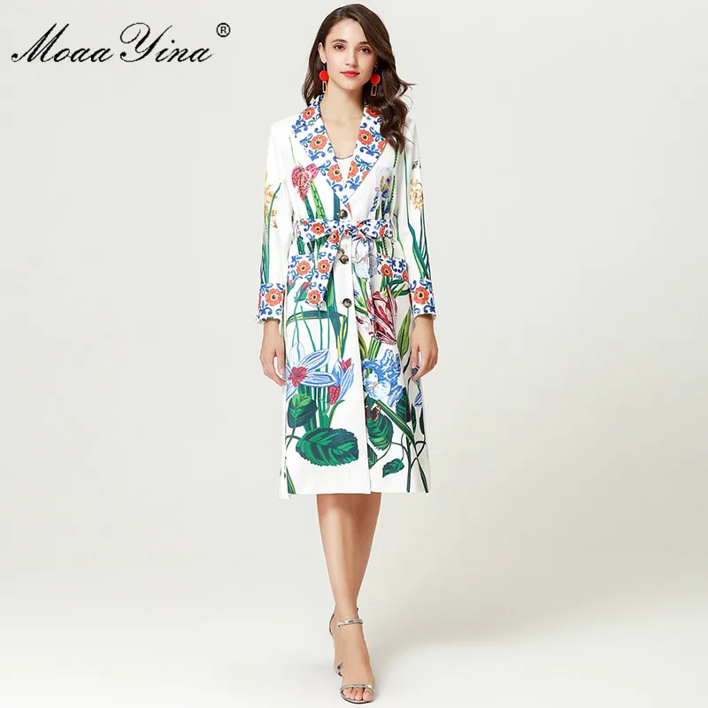 MoaaYina модный дизайн подиум ветровка пальто весна зима женское длинный рукав