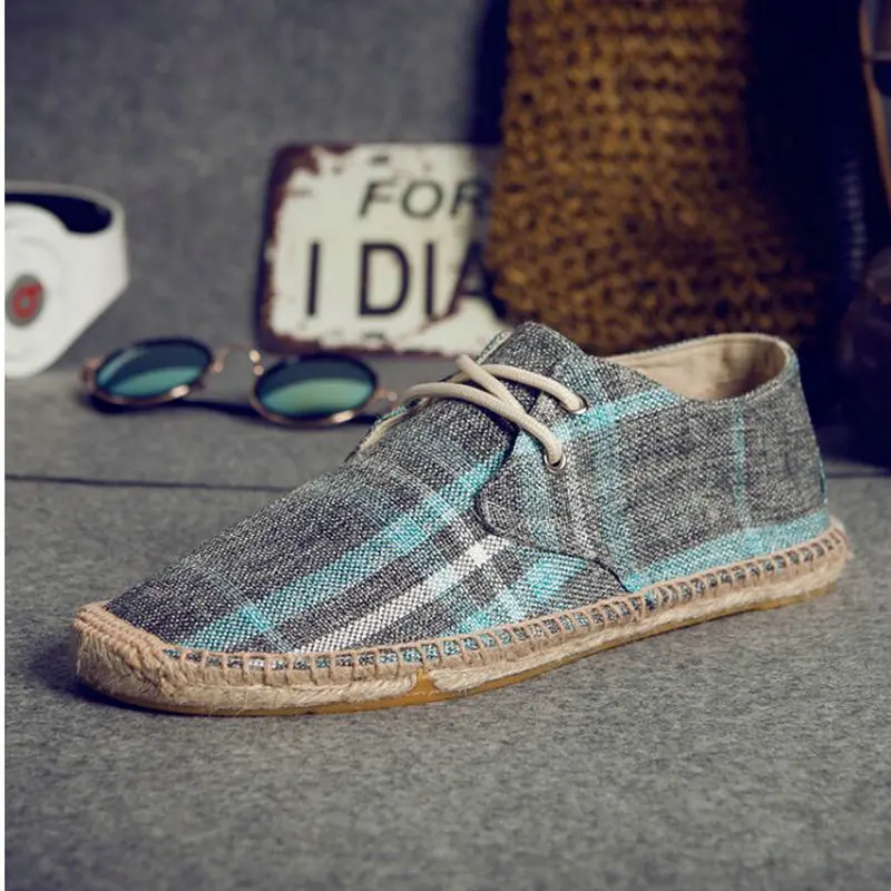 

Male nationa style Breathable walking shoes Canvas Hemp Insole Fisherman Light Shoes Men Espadrille Flats sports Shoes ZL-27