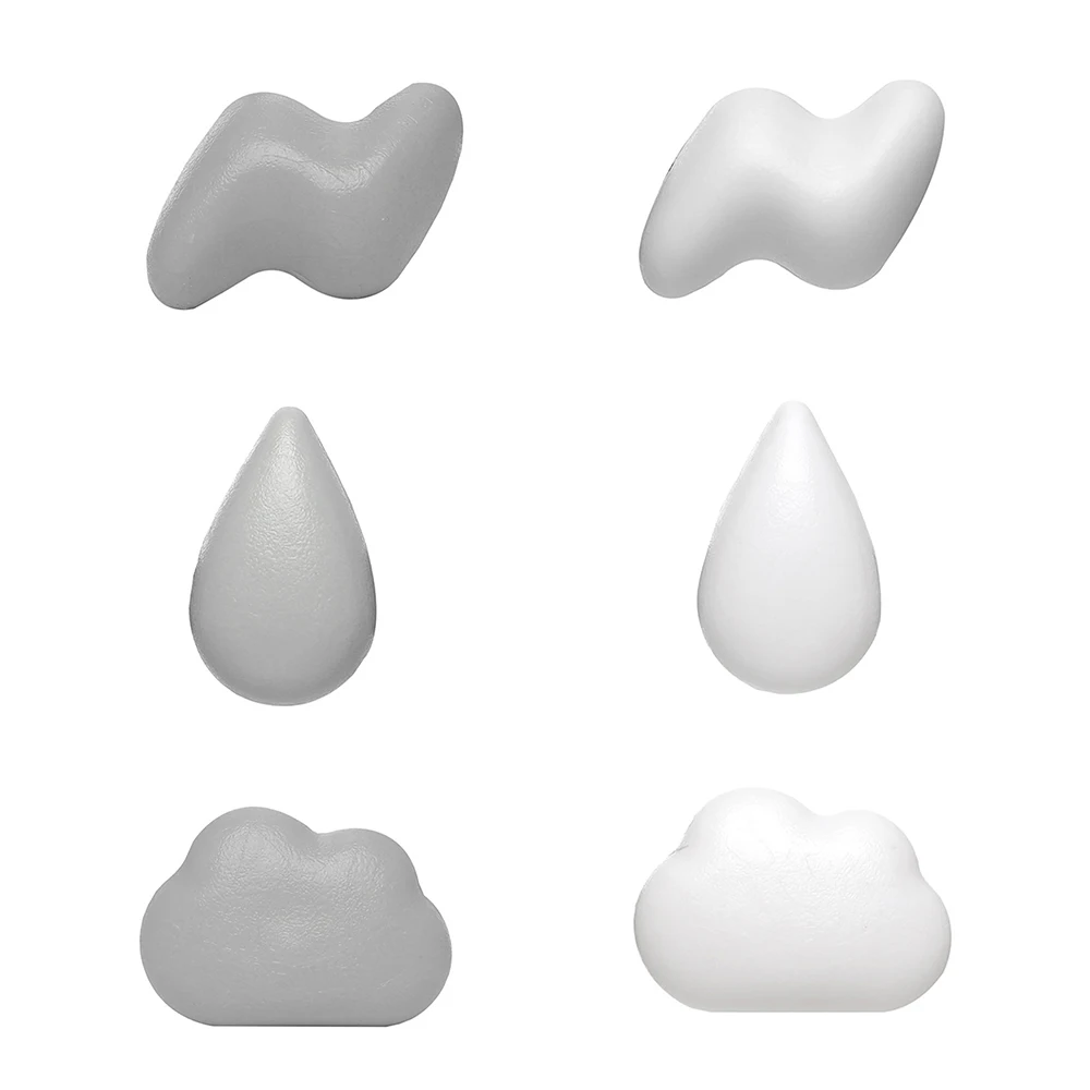 

2 Pc 3D Delicate Fridge Magnets Small Clouds Lightning Raindrops Cartoon Resin Fridge Magnets Message Stickers White/Gray