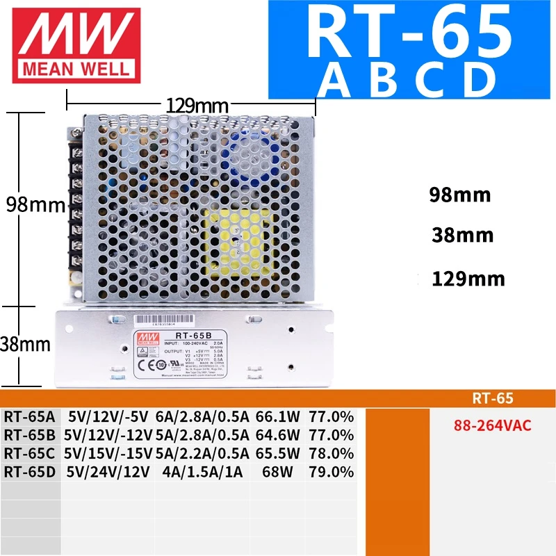 

MEAN WELL RT -65A -65B -65C -65D 3-way Switching Power Supply