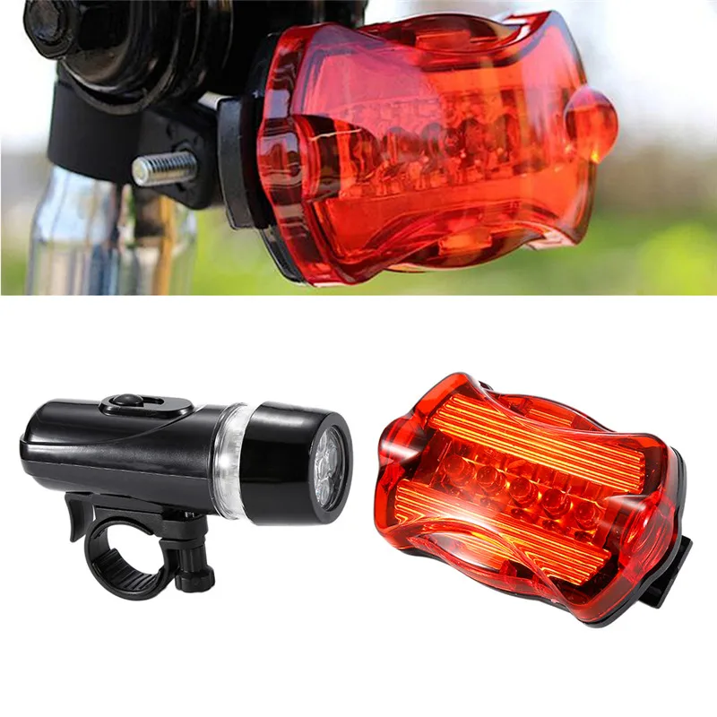 

LED Kit Bike Front Head Light + Rear Flashlight Multi-Functional Waterproof 5 LED Bicycle Cycling Light Hot Selling bicycle tool