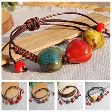 Стильный ювелирный мужской этнический браслет с кожаными бусинами, элегантный браслет с бусинами LNRRABC, распродажа, женский браслет с веревкой, регулируемый керамический браслет