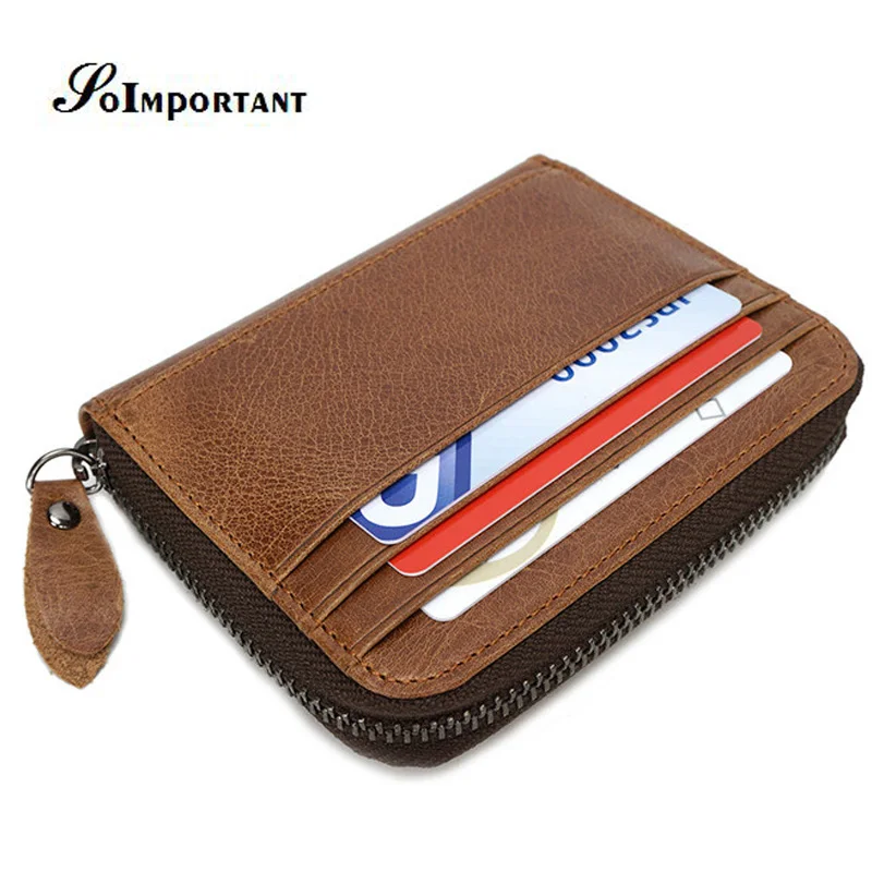 

Super Genuine Leather Card Holder Credit Card Holder Card Case Organizer Mini Women Wallets Female Zipper Coin Purse Magic Walet