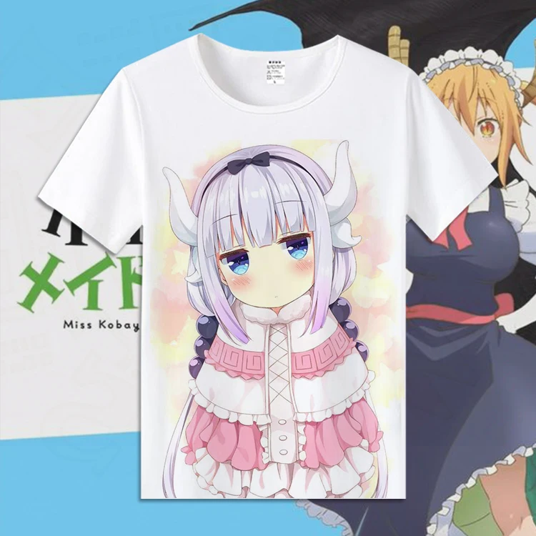 Хлопковая футболка Kobayashi san Chi no Maid Dragon Kanna мужские Студенческие топы из