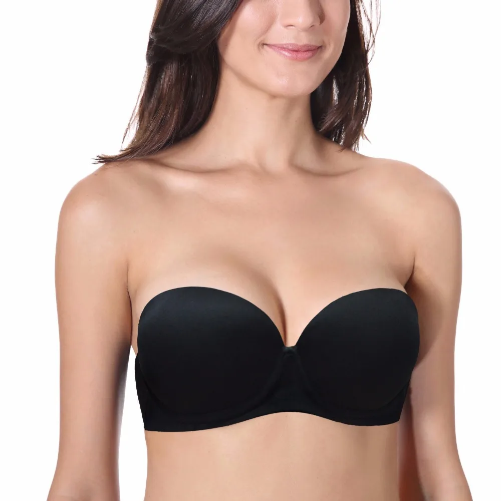 Strapless gathered bra large chest small no steel ring sexy