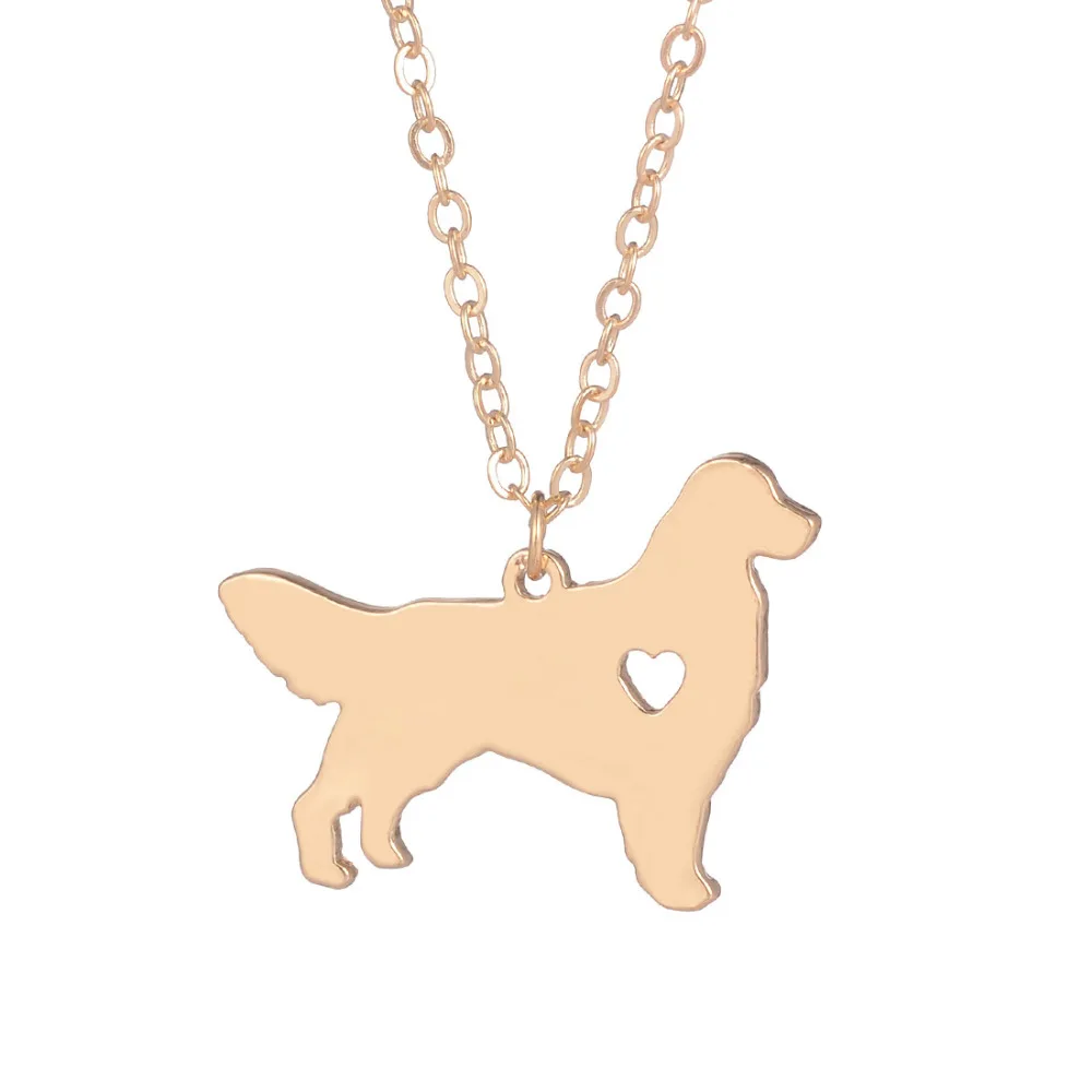 Wholesale 30pcs Golden Retriever Necklace Dog Pendant Dog Breed Silver Jewelry Charm Pets New