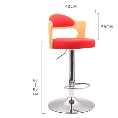 Юго-Восточной Азии стиль скандинавского дерева сзади льняные барные стулья стул для дома, бара Лифт стул вращающийся передний Рабочий Стол Стул высокого стула - Цвет: Red Linen Fabric