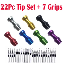 7 шт машинка для нанесения татуировки машины 3/" сцепление наконечник трубы сзади стволовых Палочки W/22 шт наконечники из нержавеющей стали