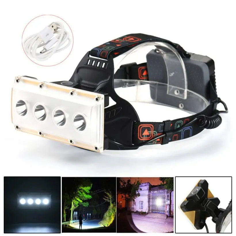 buy 20000LM 4x XM L T6 LED Rechargeable 18650 Headlamp Head Light Torch Waterproof Outdoor Emergencies Night Bike Riding Running P40