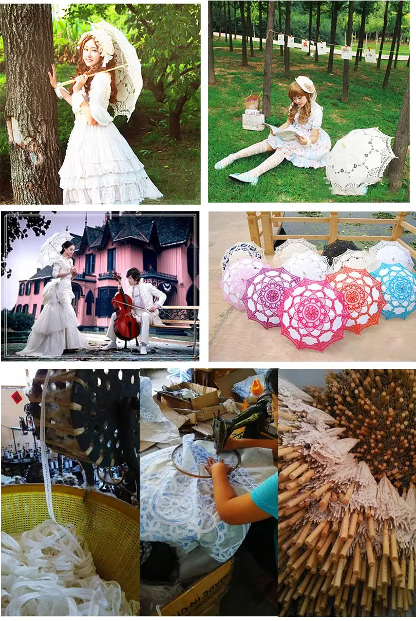 QUNYINGXIU Craft кружева бежевый зонт ручной работы из хлопка танец фотографии украшение свадебное путешествие Солнечный Ocean зонтик