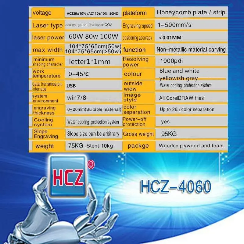 HCZ 100 Вт co2 лазерный ЧПУ 4060 лазерный гравировальный станок для лазерной маркировки мини лазерный гравер ЧПУ маршрутизатор diy