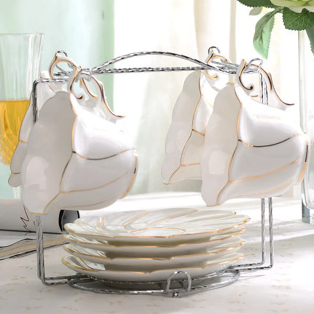 

European coffee cup set creative four cups four saucers simple household coffee cups saucers LM01221538