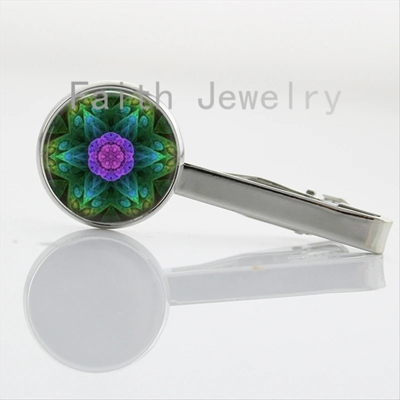 

Abstract charm Mandala flower tie clips Spiritual Healing Yoga collar clips exquisite beautiful jewelry care your health NS070