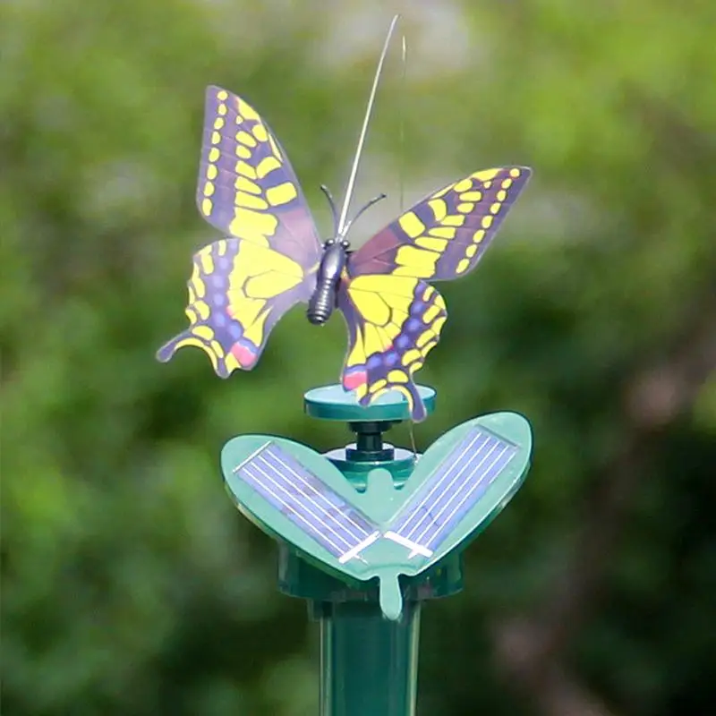 New Vibration Solar Power Dancing Flying Fluttering Butterflies Hummingbird Garden Decorative Stake#1003