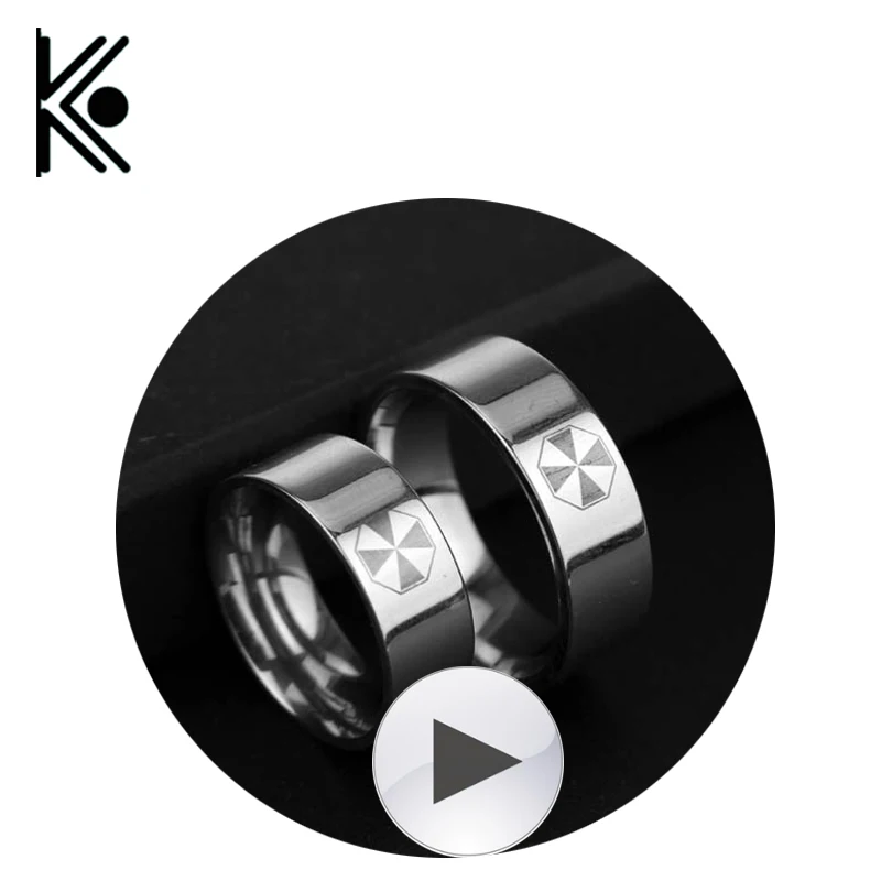 

horror Movie Resident Evil Ring Red Umbrella Logo High Quality Stainless Steel Rings Unisex Jewelry Women's and Men's Gifts