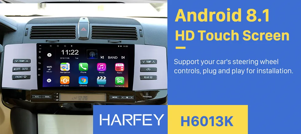 Flash Deal Harfey Touchscreen 9" Android 8.1 Car Radio For 2005 2006 2007 2008 2009 Toyota Old REIZ Head Unit Support DVR Rear View camera 0