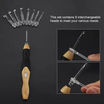 

9 in 1 Crochet Hooks With Led Rehargeable Light up Crochet Sewing Needles Hooks Hand Knitting Needles Weave Sewing Tools