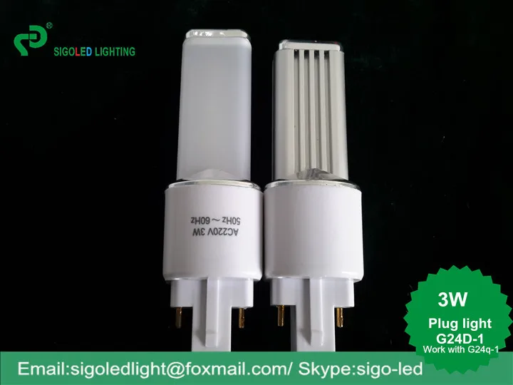 

Free Shipping-3W Pin Light Plug in light LED plug light Horizontal Down lamp G24 PL Light Rotation 345 degree UNIQUE TOOLING