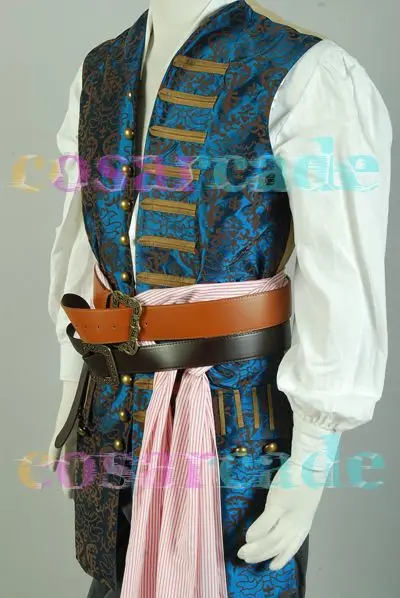 Пираты Джек Воробей косплей костюм униформа мужская куртка брюки жилет костюмы на Хэллоуин