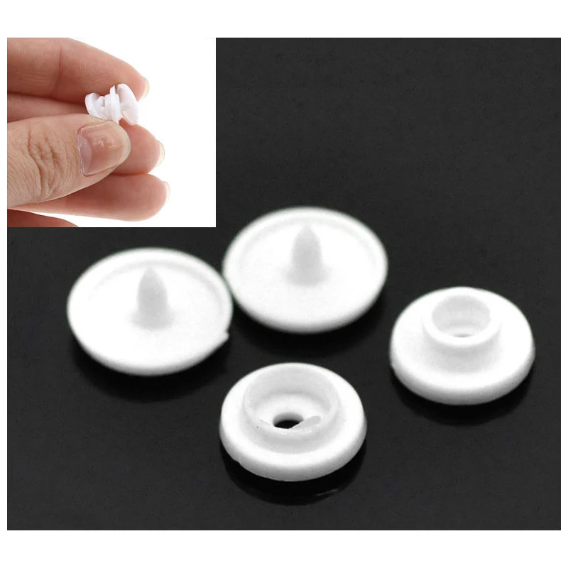 

200 Sets T3 Plastic Snap Buttons Fasteners 9x3mm 9x4mm 10x5mm White