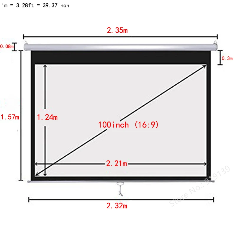 100inch 16x9 Manual Screen pic 2
