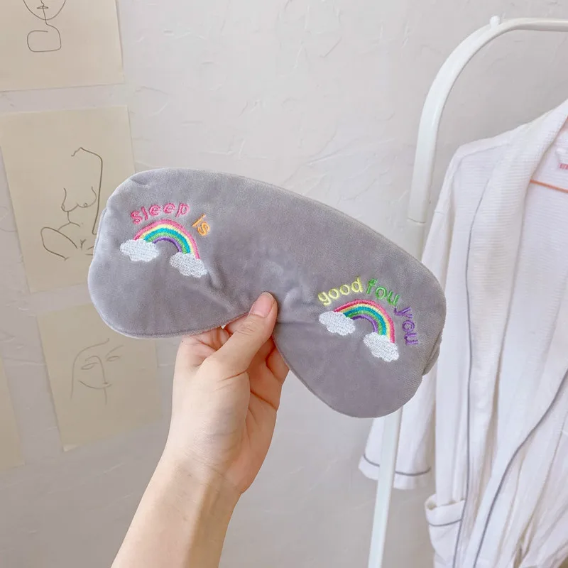

Plush Eye Cover Sleep Mask Eyepatch Bandage Creative Travel Relax Blindfold Embroidery rainbow unicorn Face Skin Care Tools